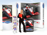 Pro Kit 200 - 3x3 Pop-Up Display + Compact Literature Rack + Ellipse Transport Drum with full graphics + Rolla1 Banner Stand
