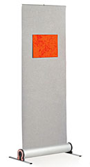 Omega - A single sided roller banner stand  with a fabric panel