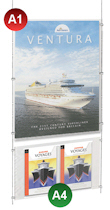 A1 Poster Pocket + 2x A5 Leaflet Holder Cable System