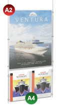 A2 Poster Pocket + 2x A4 Leaflet Holder Cable System