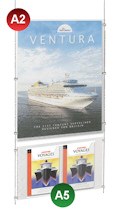 A2 Poster Pocket + 2x A5 Leaflet Holder Cable System
