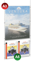 A3 Poster Pocket + 2x A5 Leaflet Holder Cable System