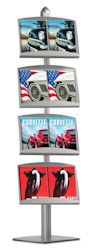 LARGE LITERATURE DISPLAY STAND 4 STEEL SHELVES HOLD UP TO 8xA4 PIECES OF LITERATURE