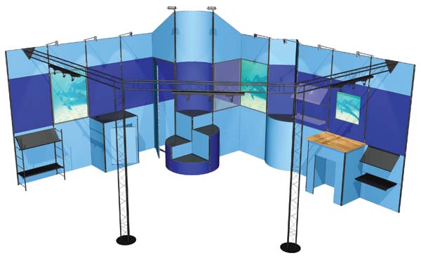 large customised pole and panel modular stands