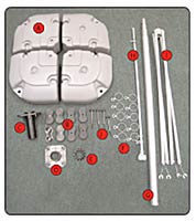 The unit splits down into sections for easy carriage, with a 4 part hollow base that can be filled with water or sand for extra stability. 