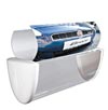 Durable plastic construction which can be updated easily with new printed inserts.