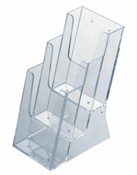 STACKED PERSPEX BROCHURE HOLDERS 3x 1/3 A4