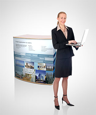 curved portable  reception desk