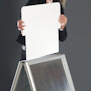 Poster slides easily into the A-Board Frame