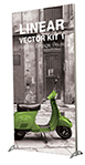 Graphic display stand that can be used on its own or as part of a larger display.