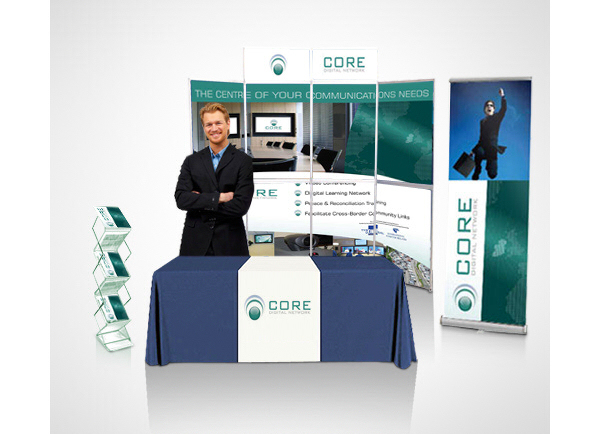 POS Solution Complete Kit - Event Table + Compact Literature Rack + Eco-Rolla Banner Stand + Titan 8 Panel Display