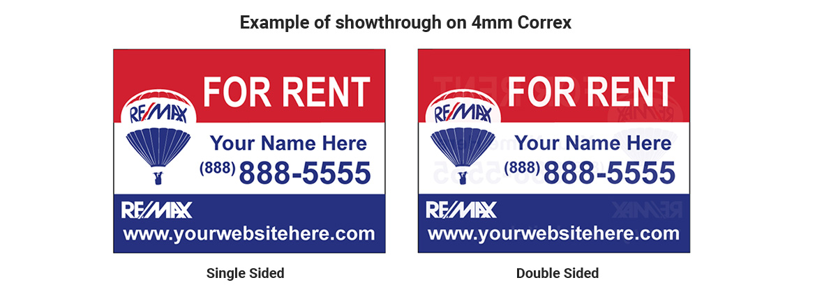 Example of show through on 4mm Correx