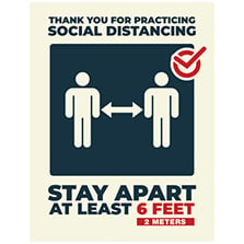Covid poster enforcing 'Stay 6 Feet Apart' social distancing