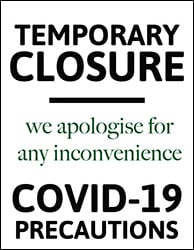 Temporary Closure' Covid poster for informing the public