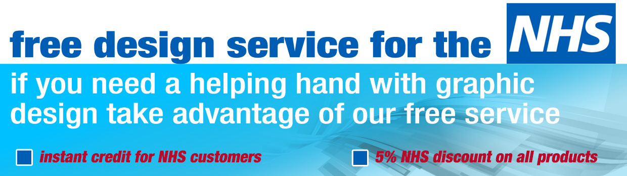 free design service, instant credit, and discount for NHS customers