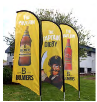 Bulmers branded feather flag for event marketing