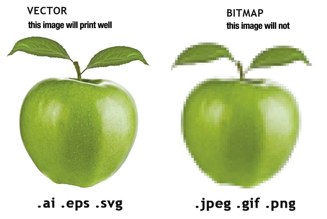 Comparison between a bitmap and vector image for large format print clarity