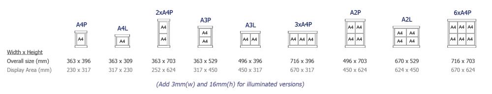 Window menu display sizes