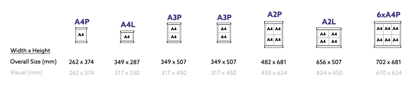 dimensions and sizes to choose from