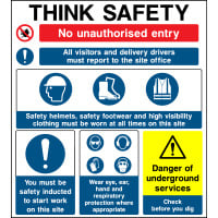 Think Safety - No Unauthorised Entry Sign - Correx | Foamex | Dibond
