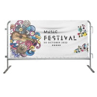 2.3m wide double sided crowd barrier banner