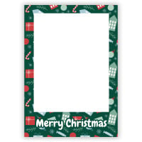 Merry Christmas - Green with Patterned Background