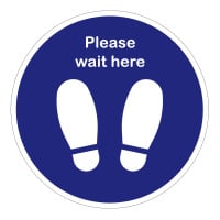 Please Wait Here Social Distancing Floor Stickers - Pack of 6
