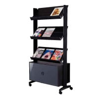 Magazine Display Stand with storage cabinet