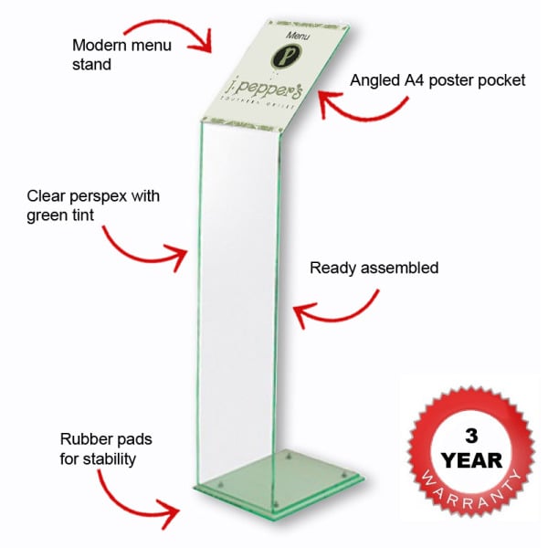 A4 Angled Poster Display Landscape Acrylic Menu Perspex Counter Standing Holder 