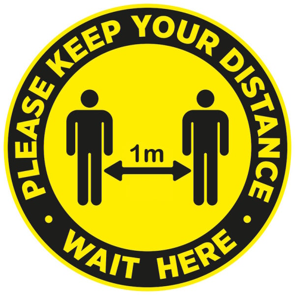 Notice Social Distance 4 Pack Circle Floor Stickers 