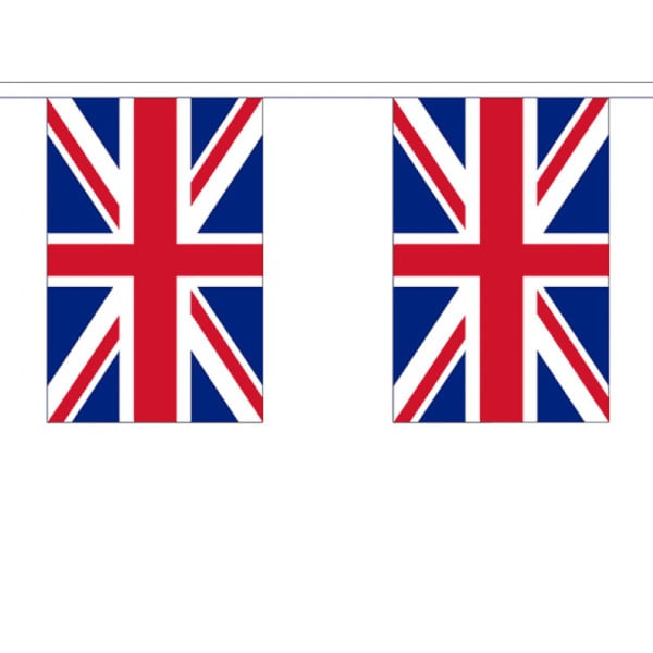 tellaLuna Union Jack Bunting Banderines 9 m, 30 unidades diseño de bandera de Reino Unido 