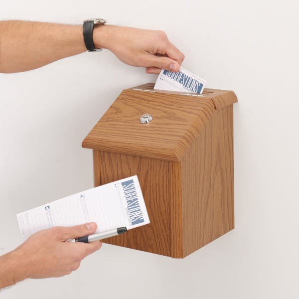 Wooden Suggestions Box Displays - Wall Mounted Lockable Box