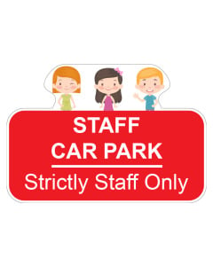 staff car park sign in red

