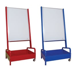 Dry-wipe easel with large storage tray for Junion Schools. Red or Blue