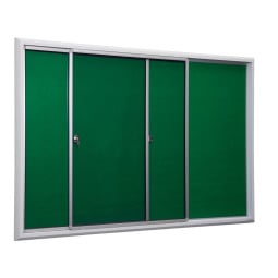 Lockable Sliding Door Notice Board Green