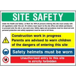 Site Safety Multi Message Construction Work In Progress Sign - Correx | Foamex | Dibond