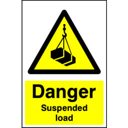 Danger Suspended Load Signs - Pack of 6 | Correx | Foamex | Dibond | Vinyl