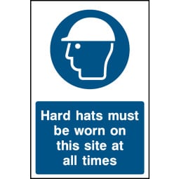 Hard Hats Must Be Worn Signs - Pack of 6 | Correx | Foamex | Dibond | Vinyl