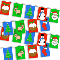 Christmas Bunting - 24 Large Flags