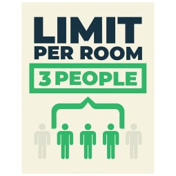 Limit Per Room 3 People - Pack of 10 - A2 Poster or Sticker