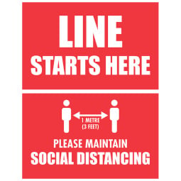 Line Starts Here Social Distancing - Pack of 10 - A2 Poster or Sticker