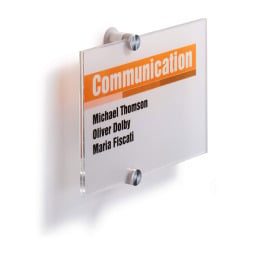 Clear Acrylic door sign with metal stand off fittings - Durable