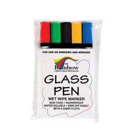 Glass Write-On Board - Broad Tip Pens - Coloured Pack of 5