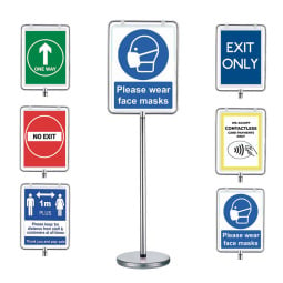 Covid sign holder with different poster options