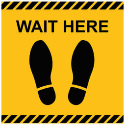Feet Wait Here Square Floor Stickers - Pack of 6