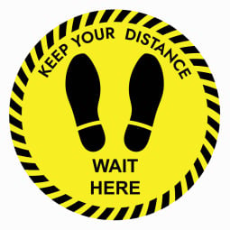 Keep Your Distance Wait Here Floor Stickers - Pack of 6