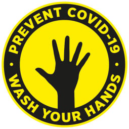 Prevent COVID-19 Wash Your Hands Floor Stickers - Pack of 6