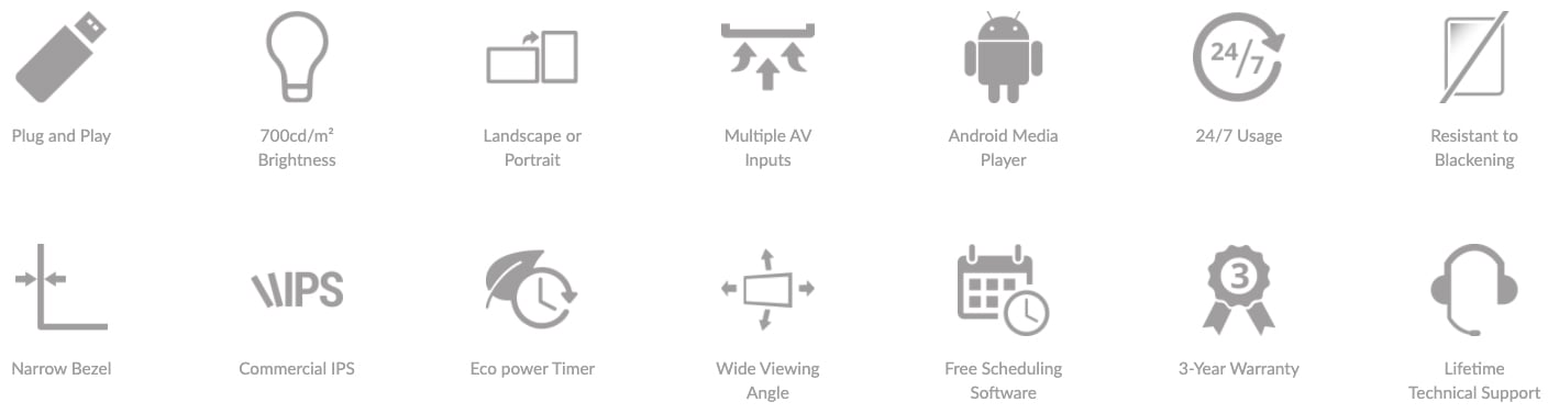 Features of the High Vibrance Android Advertising Display