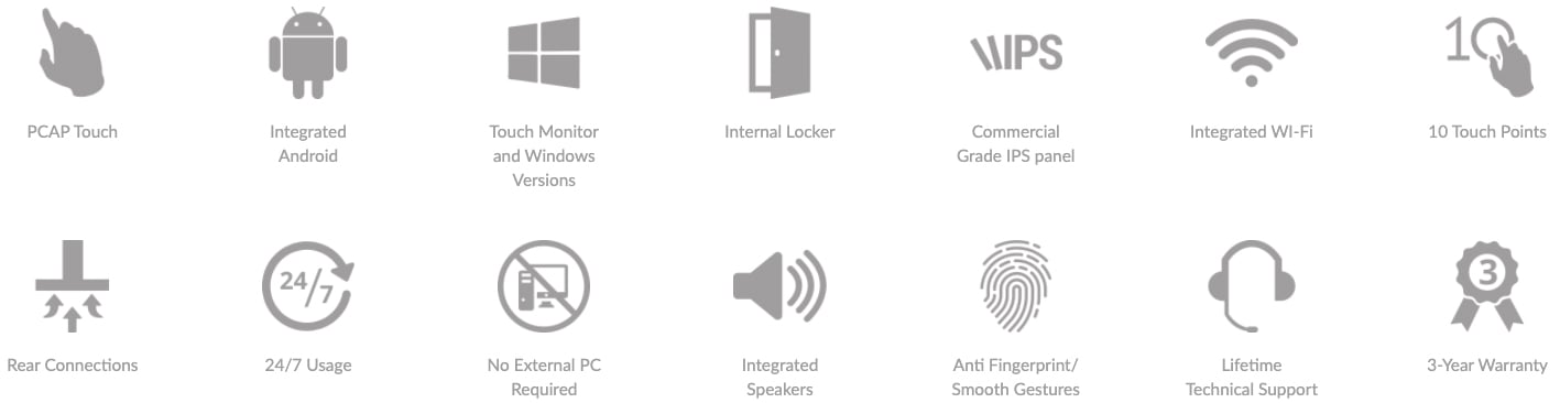 Features of the PCAP Touch Screen Kiosk with Optional Windows Upgrade