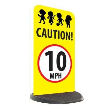 School Economy Pavement Sign - Caution 10mph